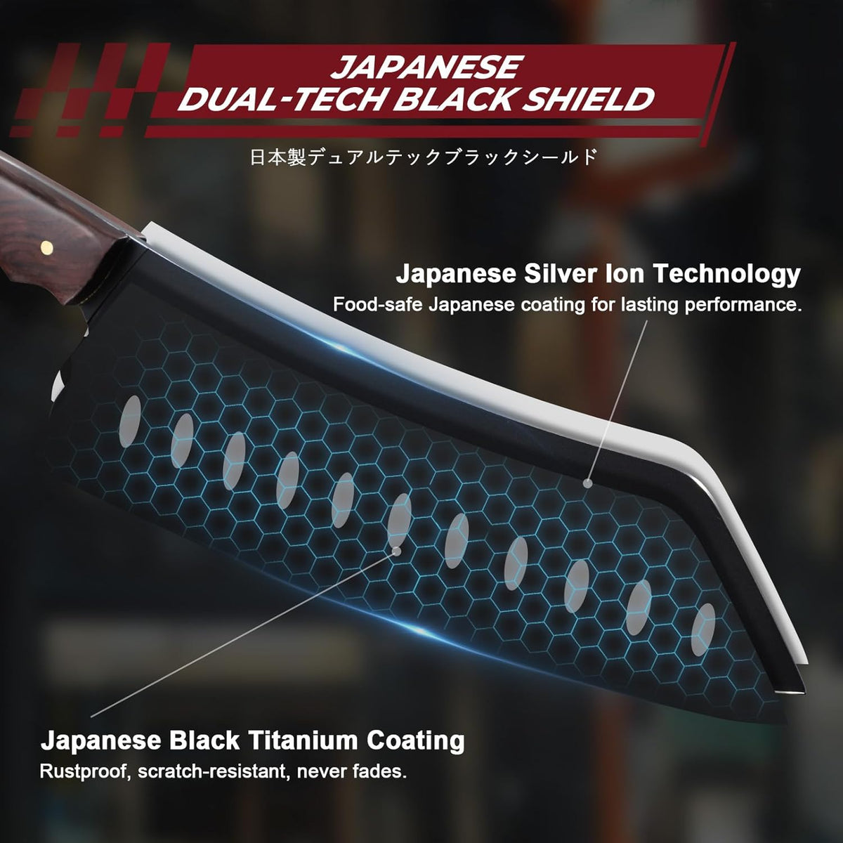 Santoku Knife 7 Inch - Japanese Chef Knife for Fish, Bunka Knife for Meat, Kiritsuke Knife for Vegetables, Black Slicing Knives with Full Tang Handle