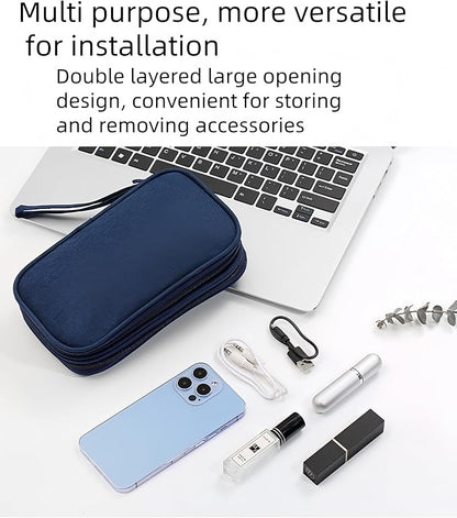 Electronic Organizer Travel Cable Accessories BagPouch Portable Waterproof Storage Bag Electronic Organizer Case for Cable, Mouse,USB Cable,Power Bank,Cord, Charger, Phone, Earphone (Dark Blue)