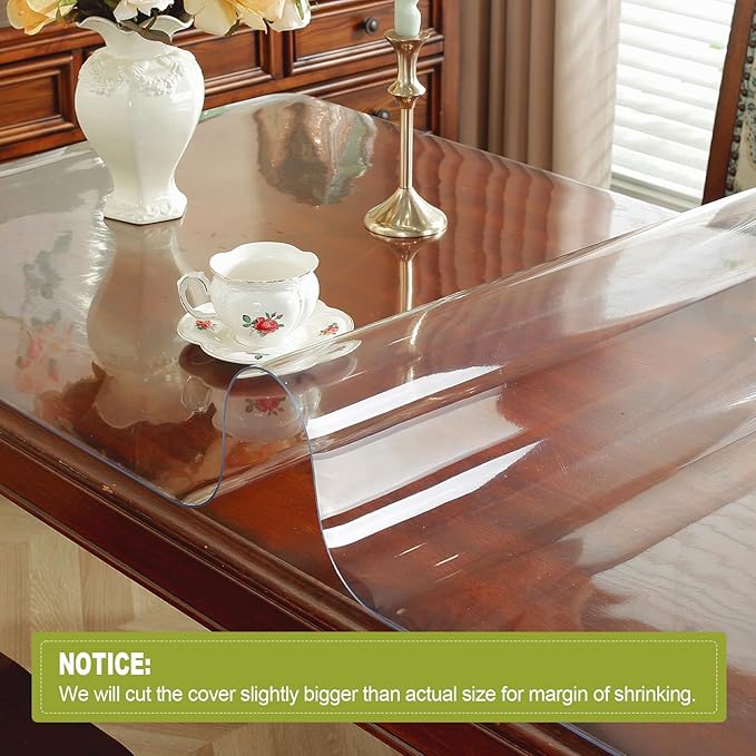 OstepDecor Clear Table Protector 40 x 62 Inch, 2mm Thick Plastic Table Cover, Waterproof PVC Clear Table Cover Protector, Desk Protector Mat, Writing Desk Pad for Desktop, Coffee & Dining Room Table