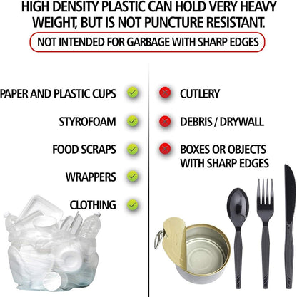 Aluf Plastics High Density Trash Bags, 26 Gallon, 250 Count, 16 Micron (eq), 29" x 44", Clear, for Bathroom, Office, Industrial, Commercial, Janitorial, Municipal, Recycling