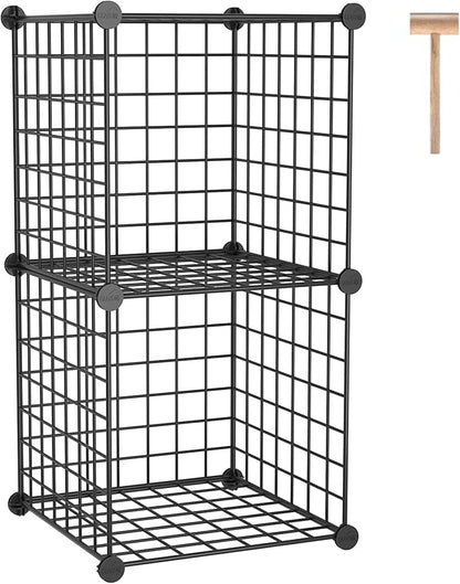 C&AHOME Wire Cube Storage, 2-Cube Storage Organizer Metal, C Grids Storage Bins Shelving, Modular Bookshelf Shelf, Closet Cabinet Ideal for Bedroom, Office 12.4”L x 12.4”W 24.8”H Black UWCS3002B