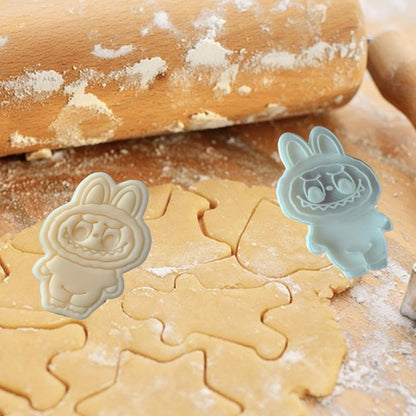 4-Piece Monster Spirit Cookie Stamp Set 3d Cute Doll Cookie Stamp Set With Cutter Suitable For Everyday Baking The Perfect Gift For Baking