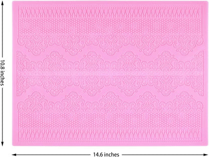 Embossing Lace Fondant Molds, Multi Circle Flowers Lace Mat Wedding Cake Decoration Tool, Silicone Lace Mat Mold for Cakes