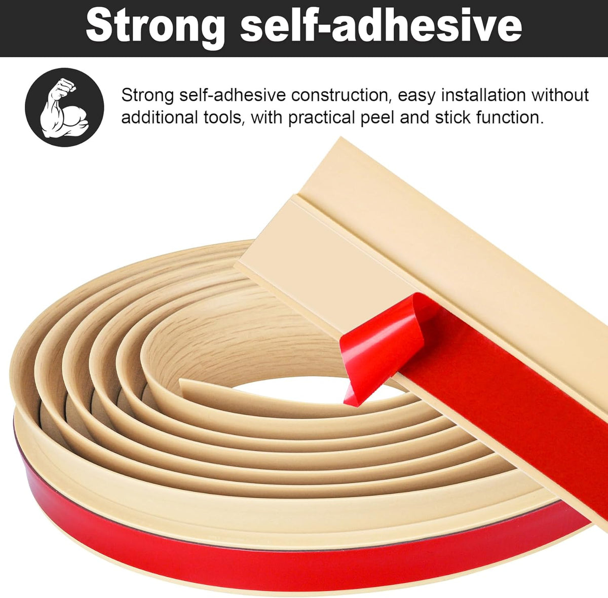 3.3Ft Carpet Floor Transition Strip, Self Adhesive Floor Edging Trim Strip, PVC Threshold Cover for Doorway, Floor Divider Strip Suitable for Threshold Height Less Than 5 mm - Beige Cream