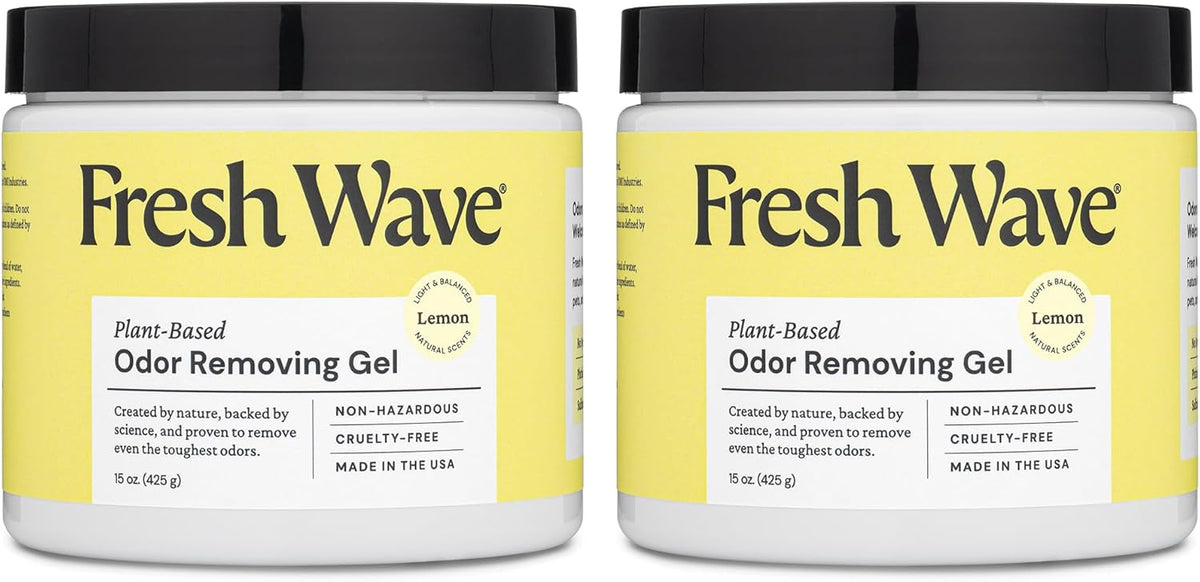Fresh Wave Lemon Odor Removing Gel, 15 oz., Pack of 2 - Safer Odor Absorbers for Home, Natural Plant-Based Odor Eliminator, Every 15 oz. lasts 30-60 Days, For Cooking, Trash & Pets