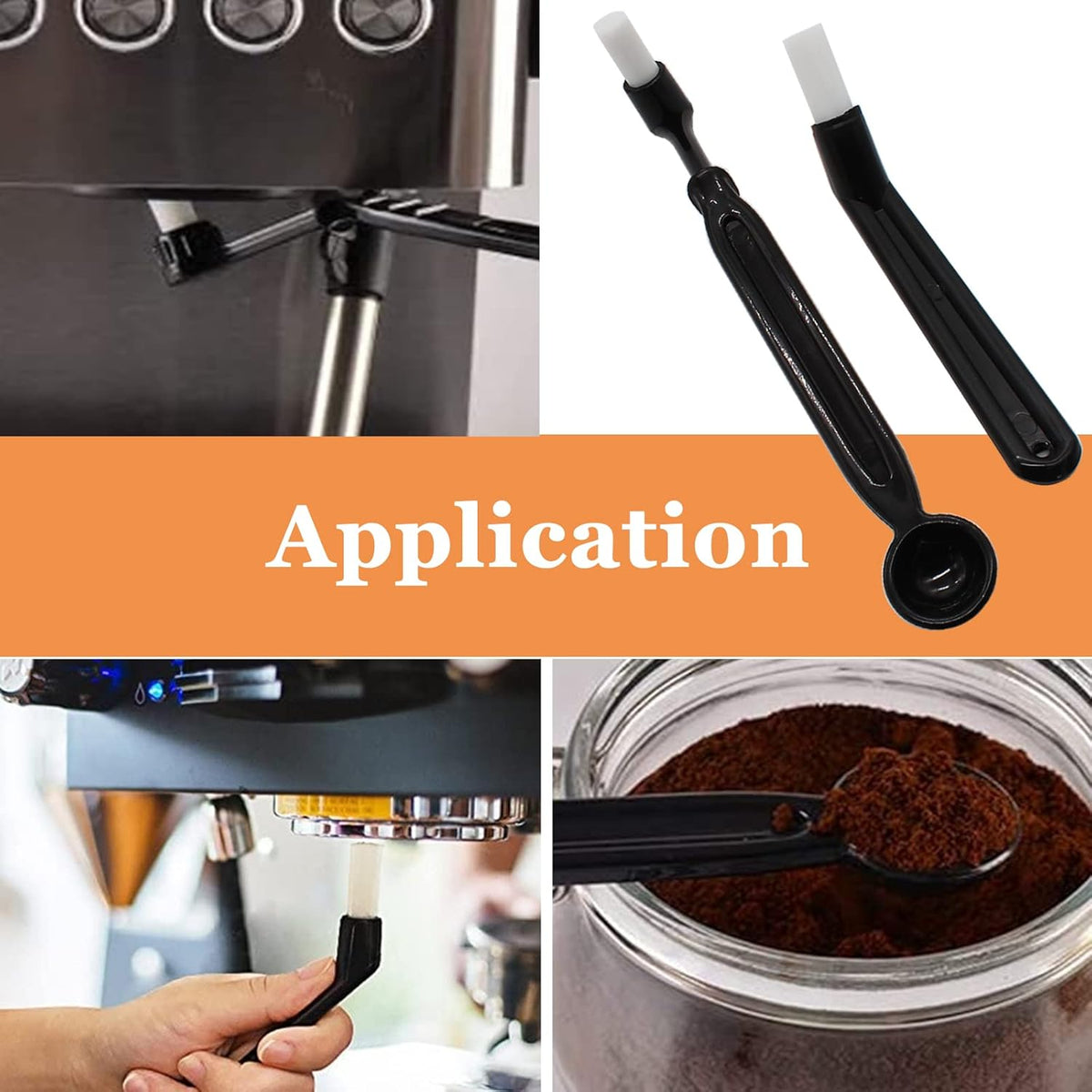 Coffee Machine Cleaning Brush, Nylon Espresso Machine Brush Coffee Cleaning Tool Set with Spoon for Espresso Machine Group Head, Pack of 3
