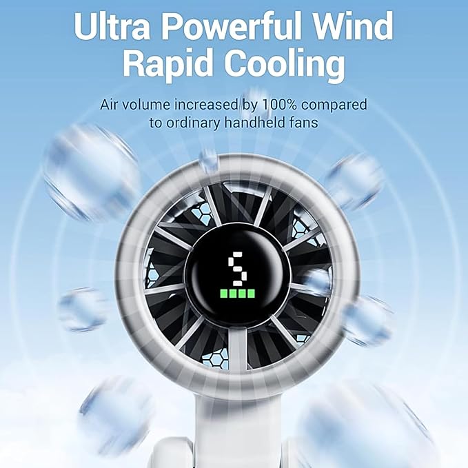 CPHUSA Portable Handheld Turbo Fan, 3 IN 1 Hand Fan with Air Turbo Tech Cooling, Up to 12 Working Hours, Quiet Personal for Outdoor, Travel, Camping & Working (white)