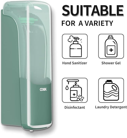 Wall-Mounted Shampoo Conditioner Dispenser, 300ml No Drill Refillable Shower Soap Dispenser, Waterproof Leak-Proof Wall Soap Holder, Modern Toiletries Organizer for Bathroom, Kitchen, Hotel, Green
