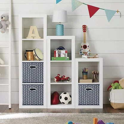 11 Inch Cube Storage Bins , Fabric Cube Organizer Bins with Handle, Foldable Cube Bins for Cloth or Accessary Storage, 11x11x11 set of 6,（Gray Wave）