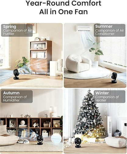 PNTCK Air Circulator Fan for Bedroom, Quiet Oscillating Table Fan with 4 Speeds, Remote Control, 90° Oscillation, 12H Timer