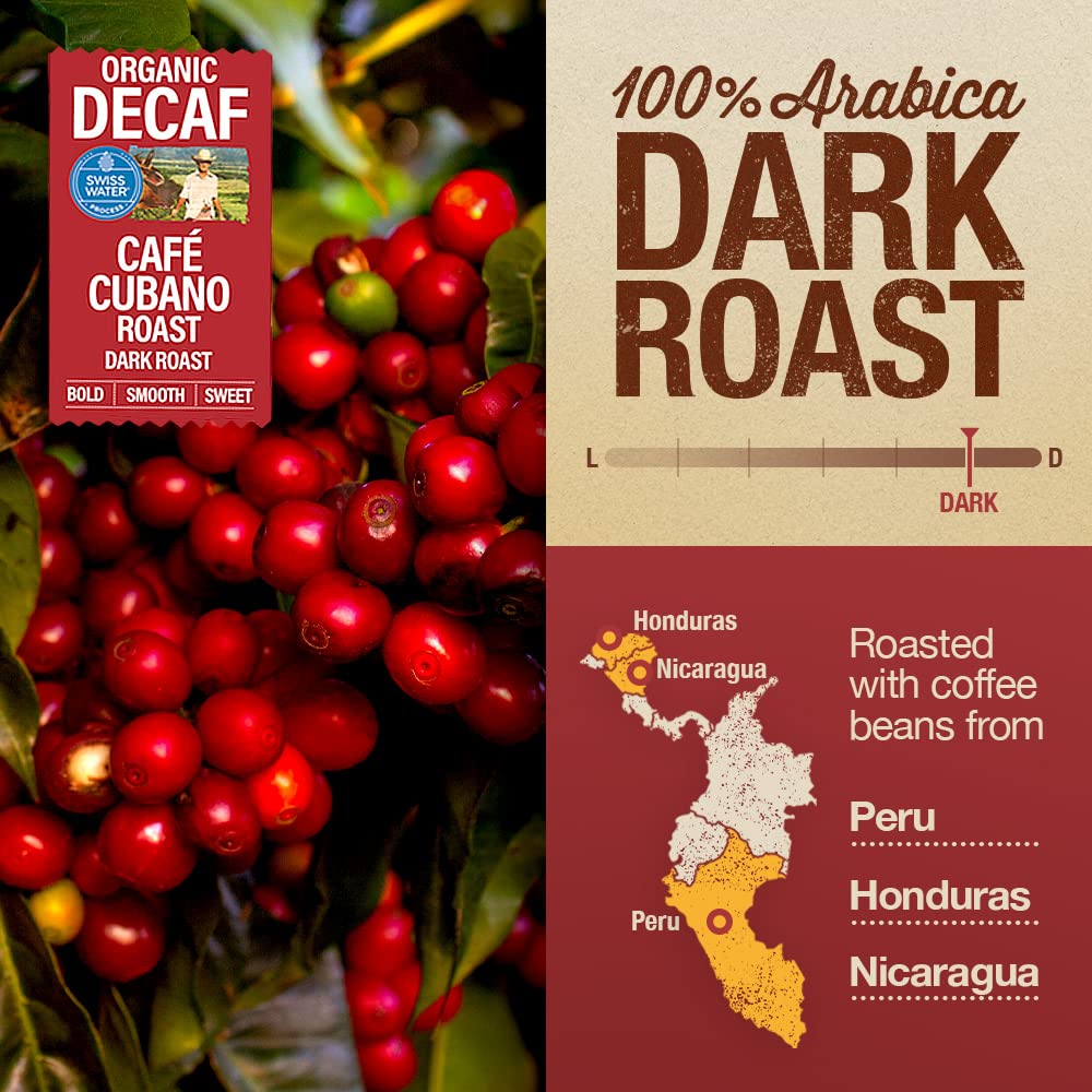 Mayorga Decaf Dark Roast 5lb Bag Cafe Swiss Water Decaffeinated Cubano Roast 100% Arabica Whole Coffee Beans - Smoothest Organic Coffee