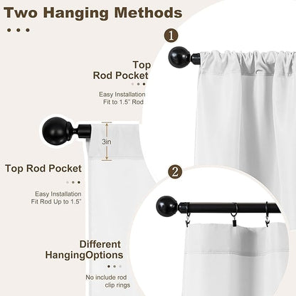 HolidayIdeas Waterproof Patio Outdoor Curtains with Rod Pocket, 6 Pcs- UV & Privacy Protect Weatherproof Gazebo Outdoor Drapes for Porch, Balcony, Apartment, Sliding Glass Door, White, 54x84 Inch