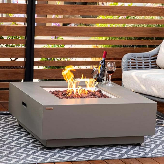 Ashton 36” Propane Fire Pit Smokeless Firepit Outdoor Gas Fire Pit for Outside Patio Firepit Table Includes Rain Cover Converter Kit Lava Rocks Lid CSA Certified
