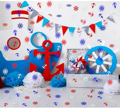 Werich Nautical Anchor Ship Wheel Confetti Metallic Foil Table Scatter for Party Decorations Aluminum Foil Confetti for Birthday, Wedding, Baby Shower, Graduation, Nautical Theme Events