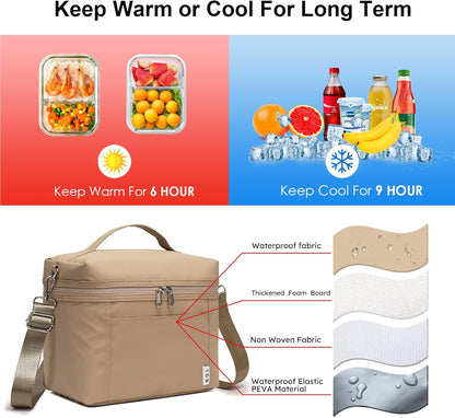 NOL Natural Organic Lifestyle Insulated Lunch Bags for Women Cooler Bag Lightweight Nylon Waterproof Lunch Box For Work
