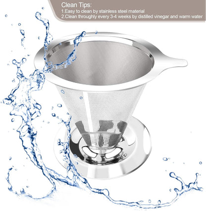 Pour Over Coffee Dripper, Slow Drip Paperless Coffee Filter, Pour Over Coffee Maker for 1-2Cups Brew