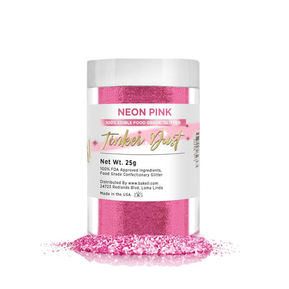 Bakell Neon Pink Edible Glitter, 25 Grams, Tinker Dust Edible Glitter, Kosher Certified, 100% Edible Glitter, Cakes, Cupcakes, Cake Pops, Drinks