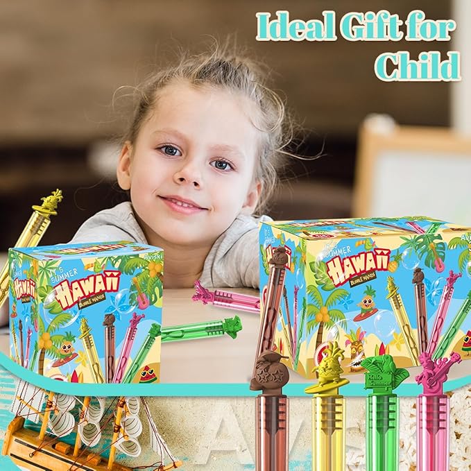 80PCS Hawaiian Bubble Wands, Mini Bubble Wands for Tropical Party Favors, Summer Gift Toys for Girls Boys Kids Toddler Adults, Aloha Party Bag Stuffers Goodie Bag Filler, Classroom Prizes