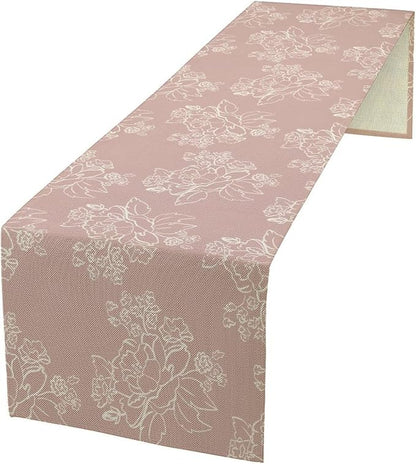 Pink Farmhouse Flower Table Runner,Vintage Boho Floral Table Runner for Kitchen Dining Table Holiday Home Party Decor 13x60in