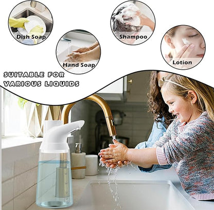 2 Pack Automatic Liquid Soap Dispenser Touchless,4-Level Adjustable Modern White Bathroom Hand Soap Dispenser, 700ml Rechargeable Electric Motion Sensor Waterproof Pump for Kitchen
