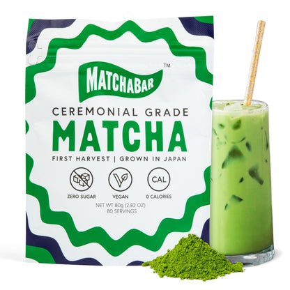 Matchabar Matcha Powder (80g) - Ceremonial Grade Authentic Japanese Matcha Green Tea Powder - Matcha Green Tea Powder Harvested in Japan