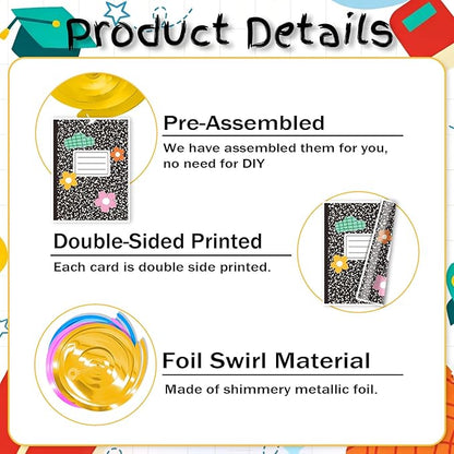 Composition Notebook Hanging Swirls - 30 Pcs Composition Notebook Decorations Ceiling Streamers for School Classrooms Back to School Party Decorations