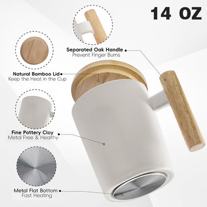 Coffee Mug Warmer & Mug Set 2025, Heated Cup for Desk with Temperature Control and Smart Auto Shut Off, 14oz