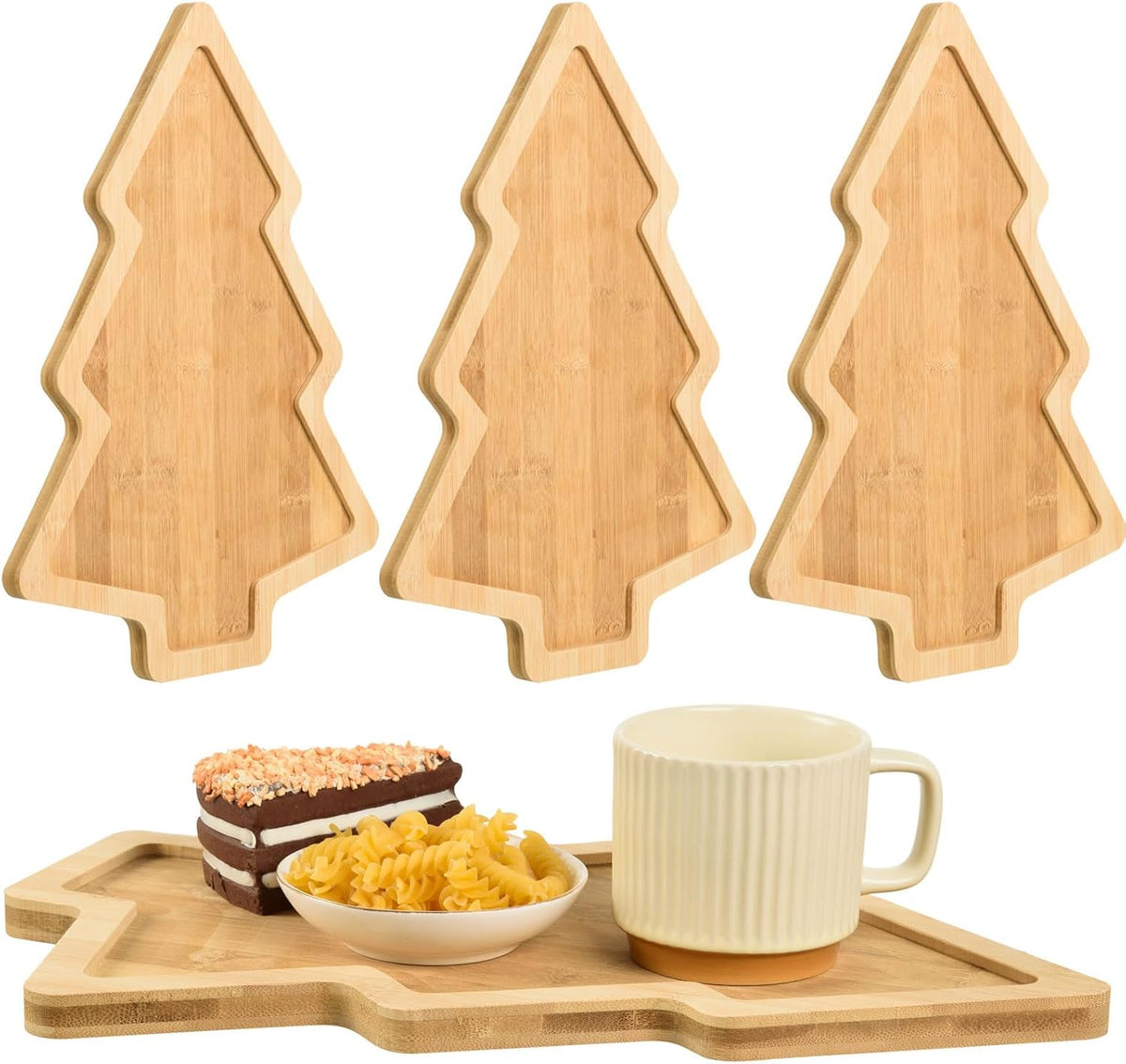 AWIZOM Christmas Tree Charcuterie Board 15x11Inch Wood Serving Tray Platter