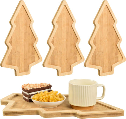 AWIZOM Christmas Tree Charcuterie Board 15x11Inch Wood Serving Tray Platter