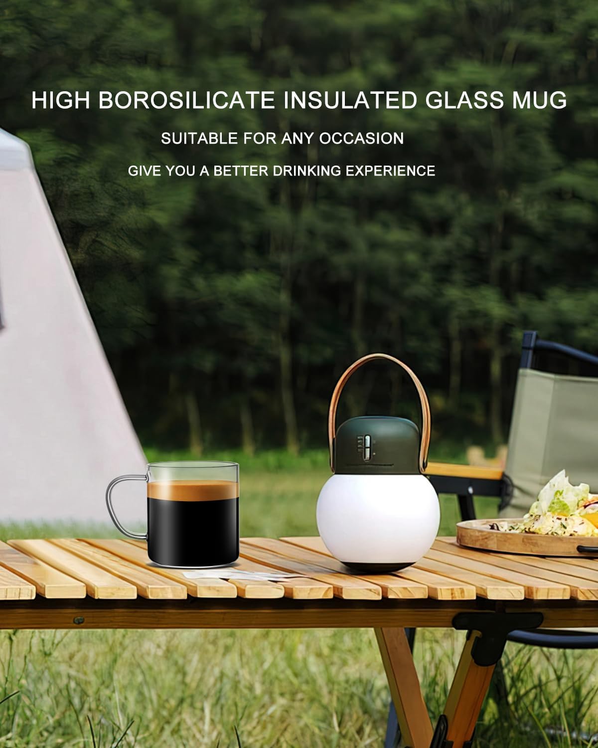 Luxu Glass Coffee Mugs Set of 4,14 oz Clear Coffee Cups,Hand Blown&Seamless Design,Heat Resistant and Explosion-Proof