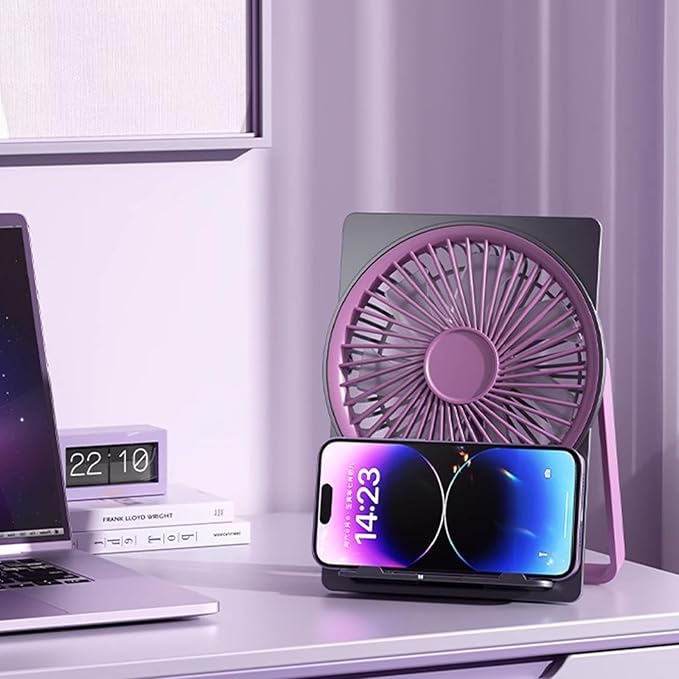 Mik-Nana Portable Desk Fan, Strong Wind Ultra Quiet Small Personal Fan with 180° Tilt Folding and 6 Speeds Adjustable, Travel Fan for Bedroom, Office, Cruise, Library, Outdoor (Black)