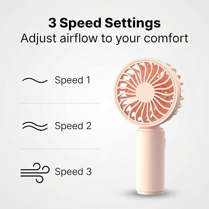 VanSmaGo 4 Pack Mini Handheld Fan, USB Rechargeable Portable Personal Fan with 3 Speeds, Detachable Cover, Small Lightweight Pocket-Size Fan for Kids, Family, Travel, School, Theme Park