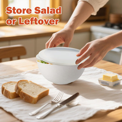 alternative plastic bowl set with lids,unbreakable wheat straw bowls 40oz suitable for indoors and outdoors,overnight foods container with cover