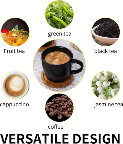 Hasense 4 OZ Espresso Cups and Saucers Set of 6, Demitasse Cups with Handle for Latte, Cappuccino, Cafe Mocha and Tea