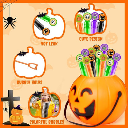 Halloween Party Favors Supplies for Kids 64-200 Pack, Bulk Mini Bubble Wands Toys Gifts for Toddlers, Non Candy Trick or Treat Bucket Stuffers Fillers, Halloween Classroom Goodies Stuff for Boys Girls