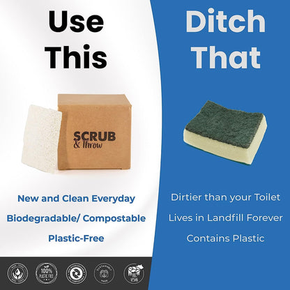 Scrub & Throw Natural Loofah Sponges, Multipurpose Dish Cleaning Tools (Pack of 180) for Kitchen, Bathroom, and Household Use - Non-Scratch