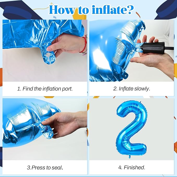 Blue Class of 2026 Congrats Balloons, 2026 Graduation Decorations 16inch Congrats Grad Foil Balloons Banner Sign for Class of 2026 College High School Graduation Prom Party Backdrop Supplies