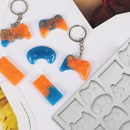 Sakolla Game Controller Silicone Molds, 16 Cavity Video Game Controller Molds for Chocolate, Candy, Cake Decoration, Cake Pops, Resin