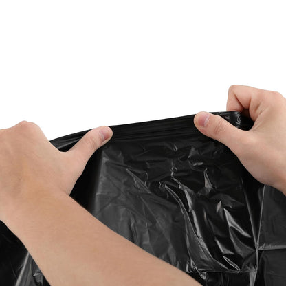 happimess HPM3000V-BLACK 30 Gallon Drawstring Unscented Trash Can Liner for Business Home Kitchen Commercial and Industrial Black (100-Count, 4-Rolls of 25 Liners)