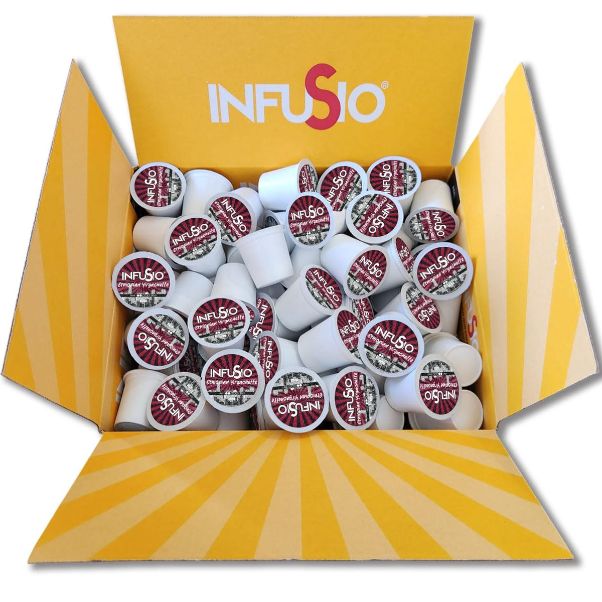 InfuSio Coffee Pods 96 Count Ethiopian Yirgacheffe Gold Medium Light Roast Single serve Coffee pods for Keurig K Cup® Brewers