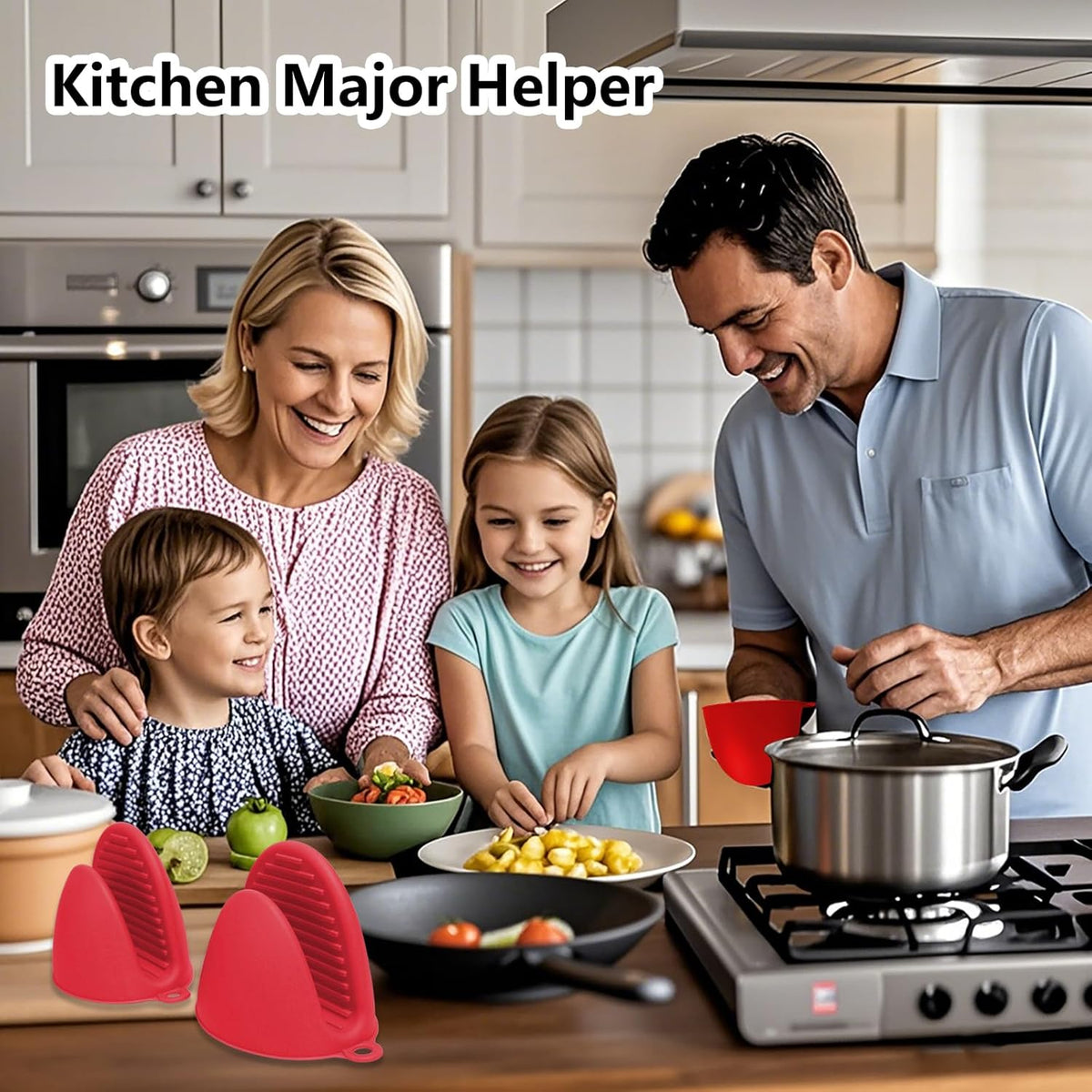 3 Pairs Silicone Oven Mitts Sets Pot Holders Heat Resistant for Kitchen - Small Kitchen Mittens Silicone Rubber Air Fryer Mitts Mini Pot Pinch Grip