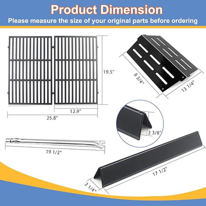 Grill Parts Replacement for Weber Genesis 300 Series, E310, S310, E320, E330, S330, EP310, EP320, EP330 Grill with Front-Mounted Control Panel, 7520, 7524, 62752, 65505, Black