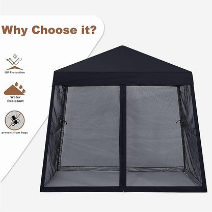MASTERCANOPY Pop Up Gazebo Canopy with Mosquito Netting (10x10, Black)