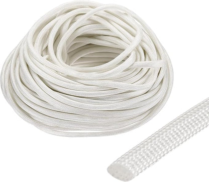 uxcell Insulation Cable Protector,4mm/0.16 Inch-30m/98 Feet High Temp Fiberglass Sleeve White