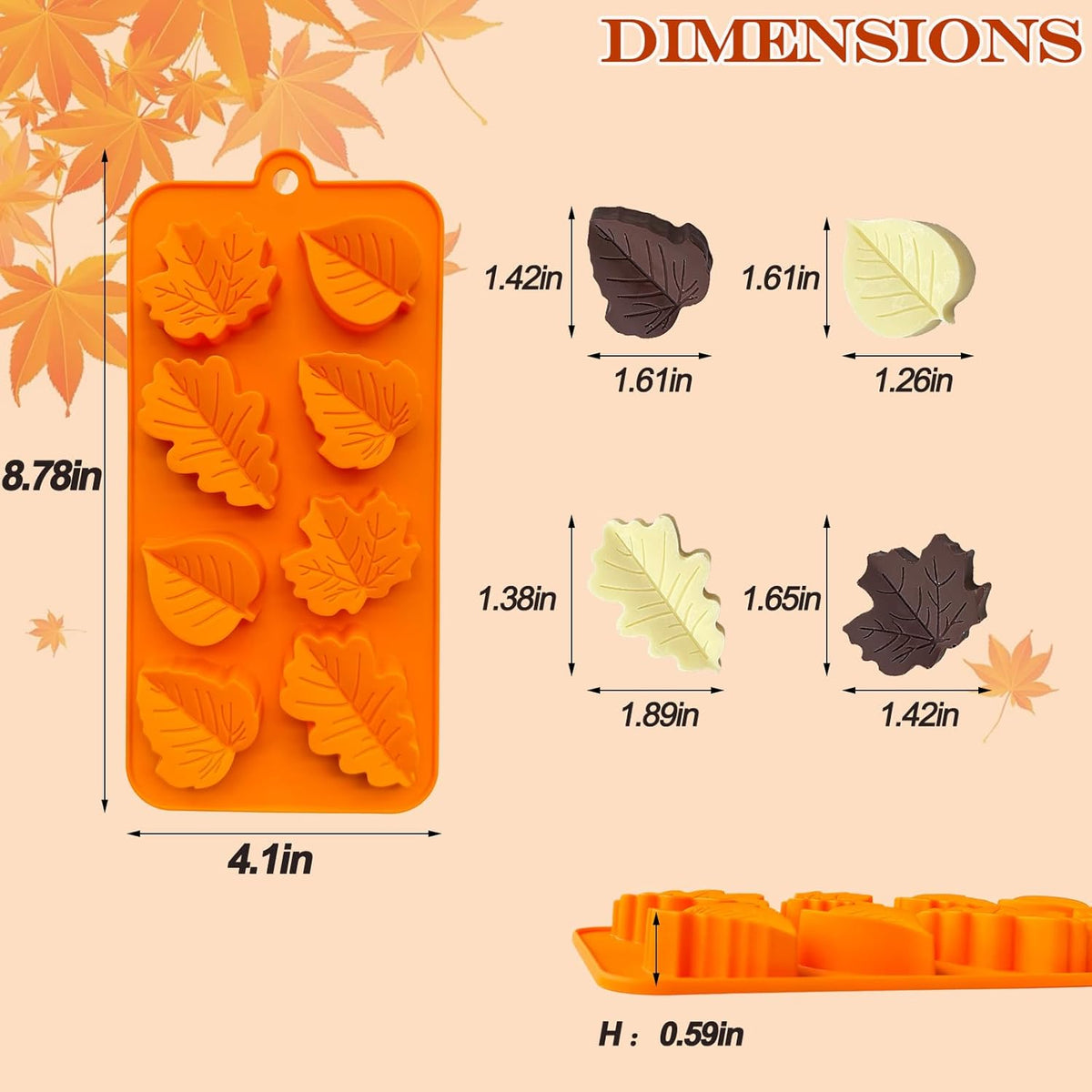3Pack Fall Chocolate Mold.Maple Leaf Silicone Candy Mold Thanksgiving Ice Cube Molds Autumn Theme Thanksging Baking Molds for Jello Soap Candle Cake