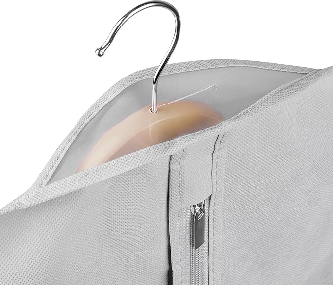 Univivi 10 Pack Suit Bags Garment Bag for Men Storage 40 inch Clothes Cover with Clear Window and ID Card Holder for Suit Jacket,Skirt, Shirt and Coat - Grey
