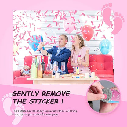 POPUPARTY 6 Pack Gender Reveal Confetti Cannon | No Powder Confetti Poppers | Ideal for Baby Girl Gender Reveal Decoration (6 Pink)