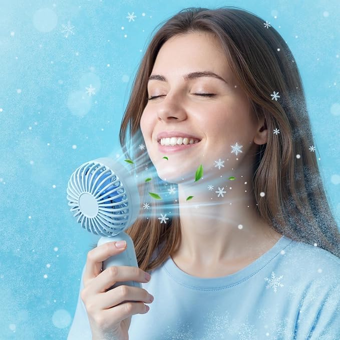 Rossesay 12 Pack Mini Portable Handheld Fan Bulk for Travel 3 Speeds, Rechargeable USB Battery Operated, Small Personal Eyelash Fans for Women Men Indoor Outdoor(Blue Pink)