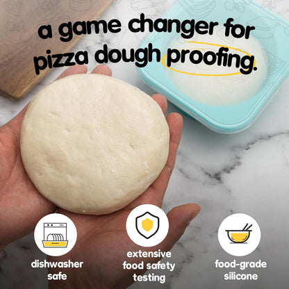 PLUS-1000ml Pizza Dough Proofing Box for DIY Artisan Pizza, Food Grade Silicone Stackable Containers with Lids. Freezer, Fridge