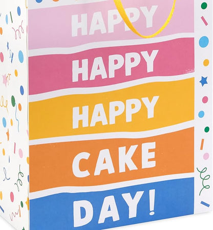 Birthday Hallmark 9" Medium Gift Bag with Tissue Paper (Happy Cake Day, Colorful Confetti) for Kids, Coworkers, Friends